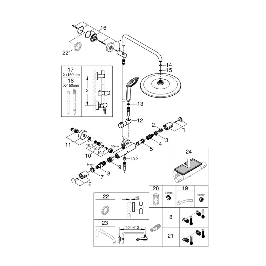 GROHE 26400001 - Sprchový systém VITALIO JOY SYSTEM 310 450 mm lesklý chrom