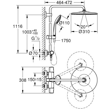 GROHE 26400001 - Sprchový systém VITALIO JOY SYSTEM 310 450 mm lesklý chrom