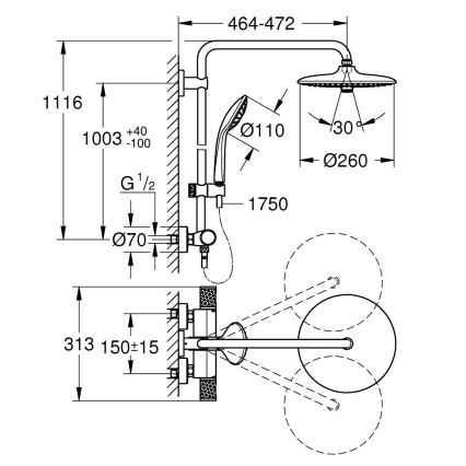GROHE 26403KF2 - Sprchový systém VITALIO JOY 260 černá