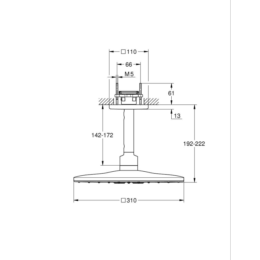 GROHE 26481000 - Set hlavové sprchy RAINSHOWER SMARTACTIVE 310 CUBE 310 mm chrom