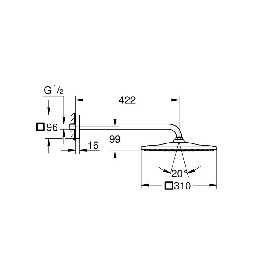 GROHE 26564AL0 - Set hlavové sprchy RAINSHOWER MONO 310 CUBE 310 × 310 mm grafit
