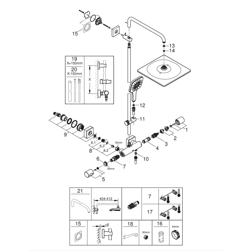 GROHE 26652000 - Sprchový systém RAINSHOWER SMARTACTIVE 310 450 mm lesklý chrom