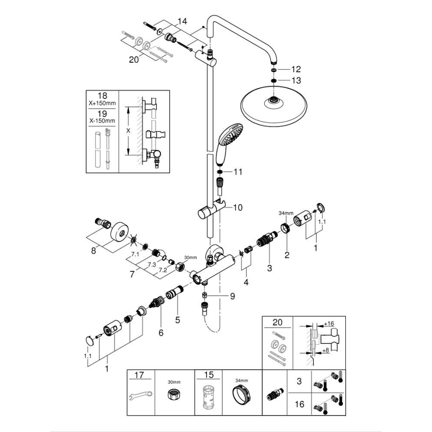 GROHE 26677001 - Sprchový systém VITALIO START SYSTEM 250 lesklý chrom