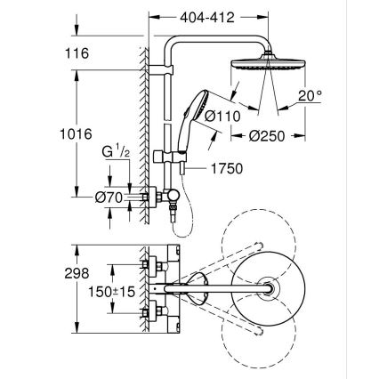 GROHE 266772431 - Sprchový systém VITALIO START SYSTEM 250 390 mm černá