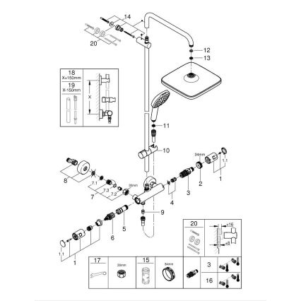 GROHE 266962431 - Sprchový systém VITALIO COMFORT 250 250 × 250 mm černá
