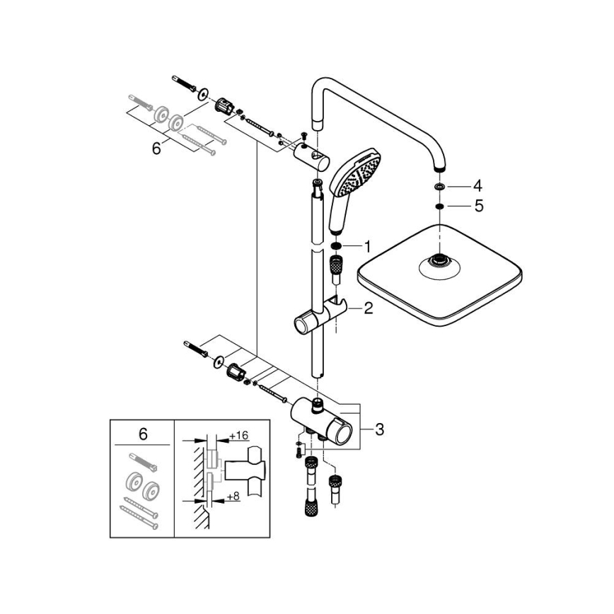 GROHE 26698001 - Sprchový systém VITALIO COMFORT 250 lesklý chrom