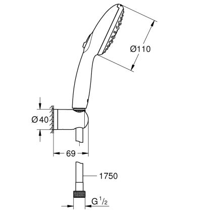 GROHE 26769001 - Sprchová sada VITALIO START 110 1750 mm lesklý chrom