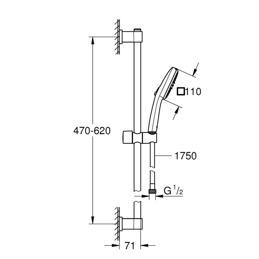 GROHE 26928001 - Sprchový set VITALIO COMFORT 110 600 mm lesklý chrom