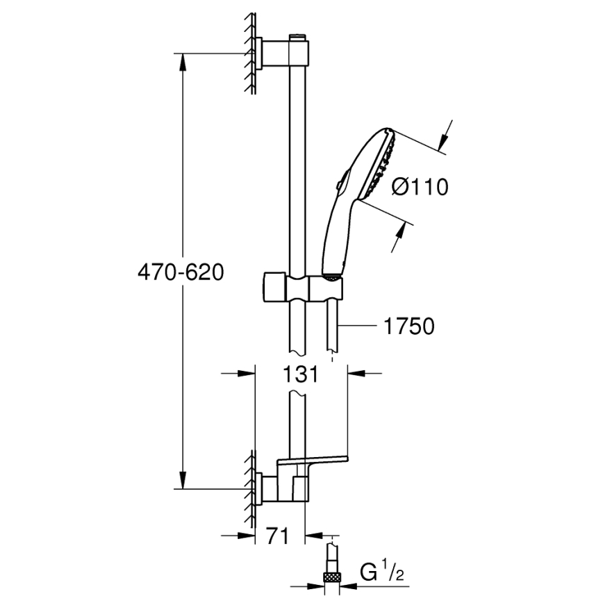 GROHE 26952001 - Sprchová sada VITALIO START 110 600 mm lesklý chrom