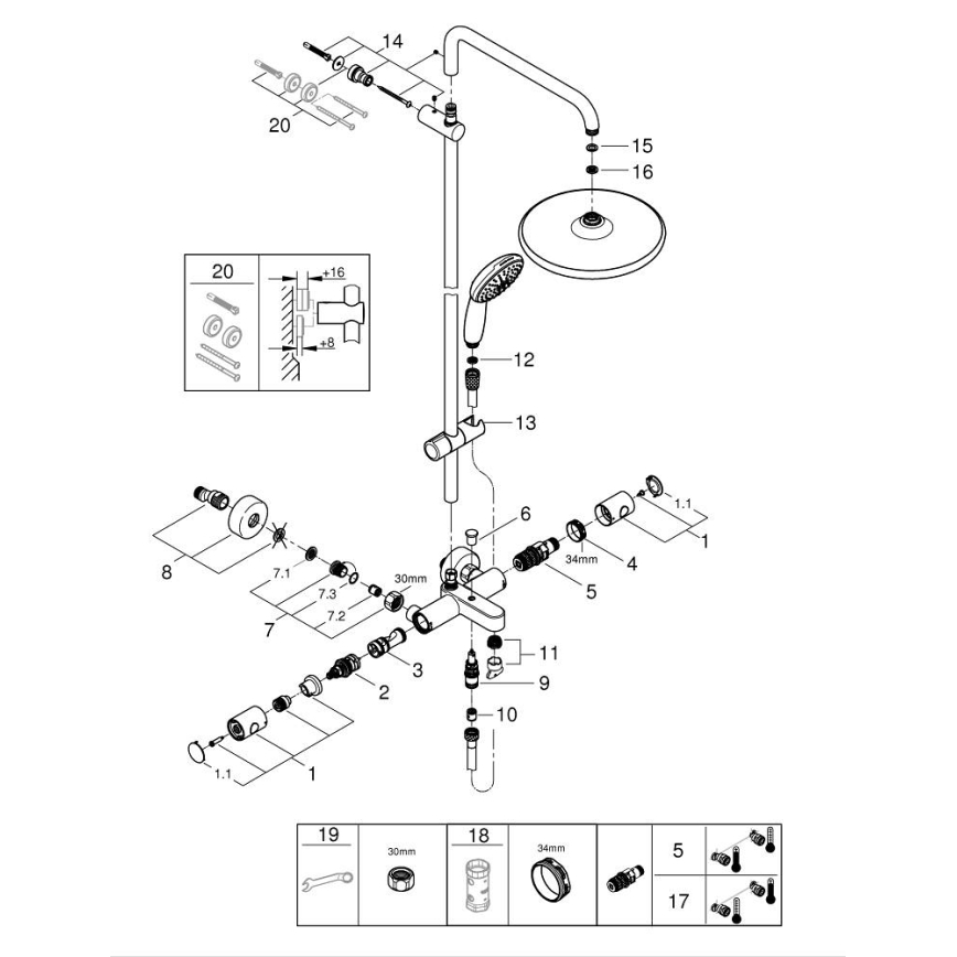 GROHE 26988001 - Sprchový systém VITALIO START SYSTEM 390 mm lesklý chrom