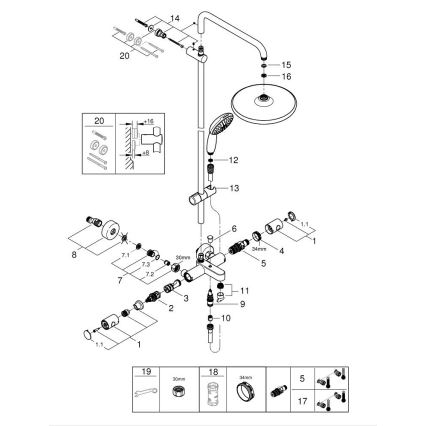 GROHE 269882431 - Sprchový systém VITALIO START SYSTEM 250 390 mm černá