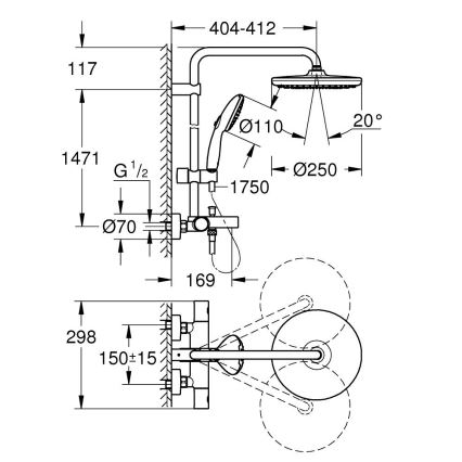 GROHE 269882431 - Sprchový systém VITALIO START SYSTEM 250 390 mm černá