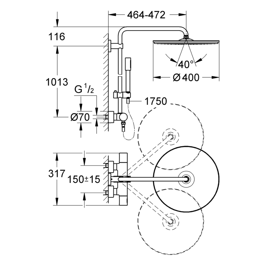 GROHE 27174001 - Sprchový systém RAINSHOWER SYSTEM 400 450 mm lesklý chrom