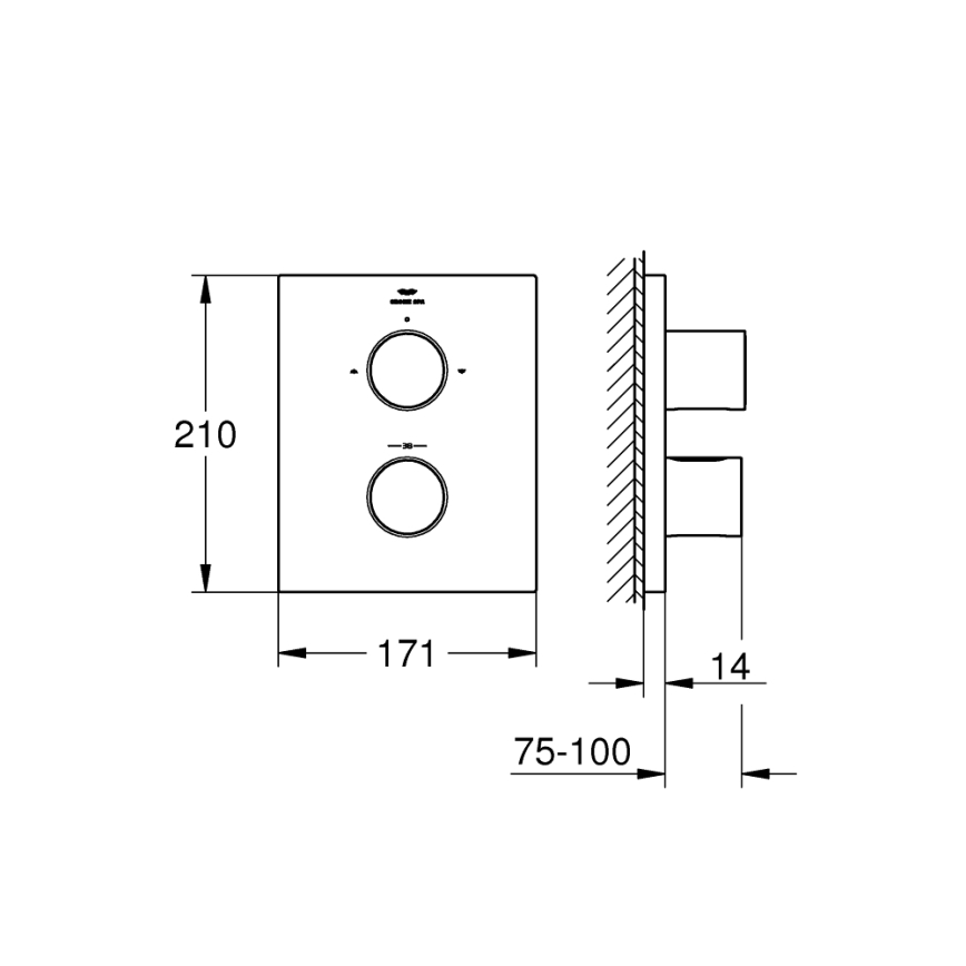 GROHE 27618000 - Termostatická krytka GROHTHERM F lesklý chrom