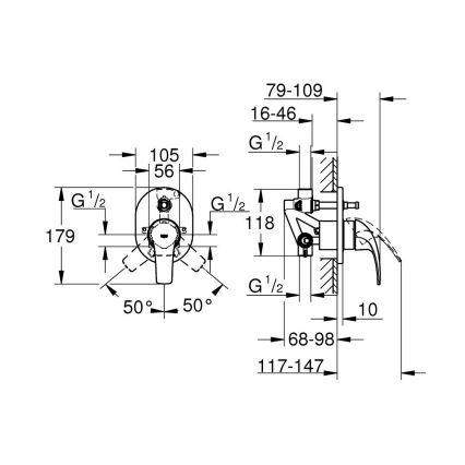 GROHE 29043000 - Vanová baterie EUROCUBE lesklý chrom