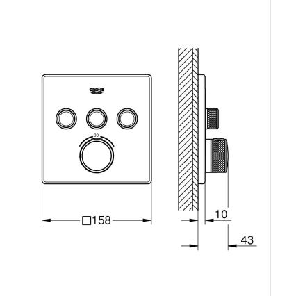 GROHE 29126AL0 - Termostat GROHTHERM SMARTCONTROL 158 × 158 mm grafit