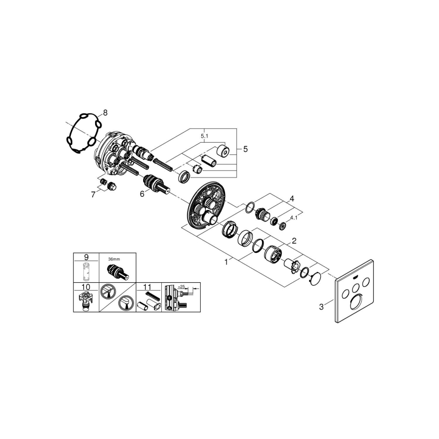 GROHE 29149000 - Krytka podomítkové baterie SMARTCONTROL 158 × 158 mm chrom