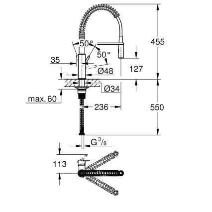GROHE 30361000 - Dřezová baterie GET 455 mm lesklý chrom
