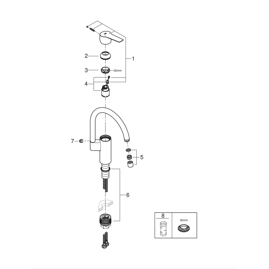 GROHE 30469000 - Dřezová baterie START vysoká výpusť lesklý chrom