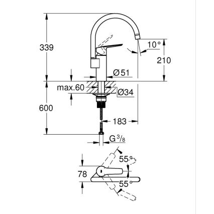 GROHE 30469000 - Dřezová baterie START vysoká výpusť lesklý chrom