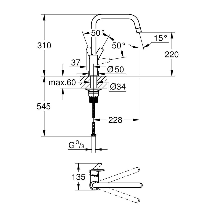 GROHE 30470DC0 - Dřezová baterie START 310 mm nerez
