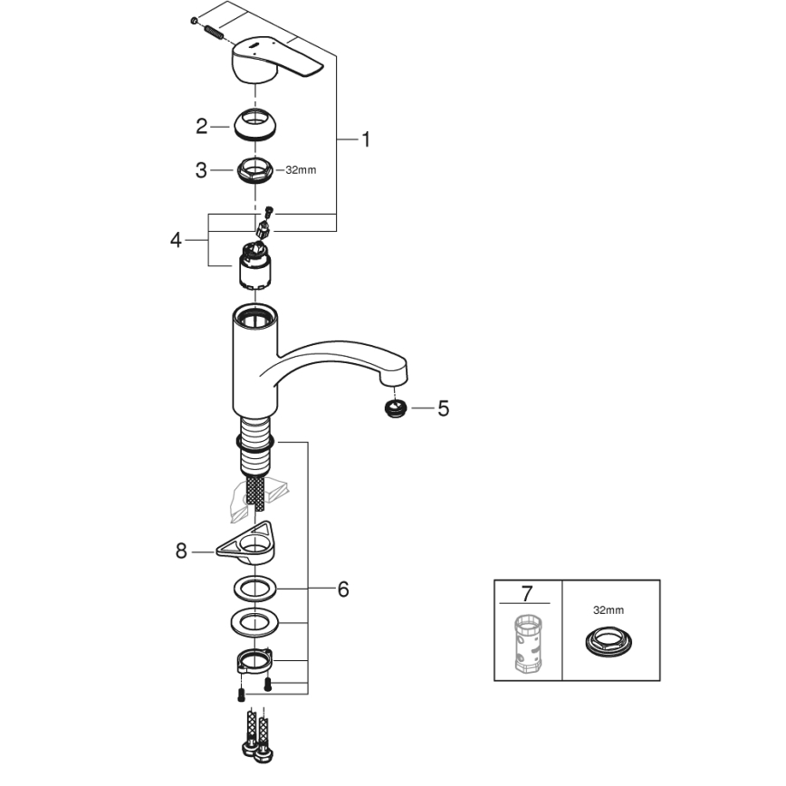 GROHE 305302432 - Dřezová baterie START 184 mm černá