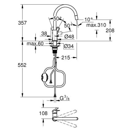 GROHE 30556000 - Dřezová baterie START LOOP 357 mm lesklý chrom