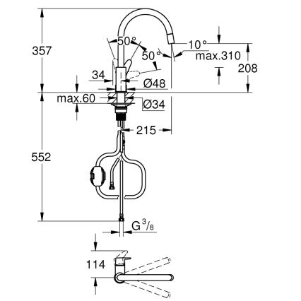 GROHE 30562000 - Dřezová baterie START CURVE 357 mm lesklý chrom