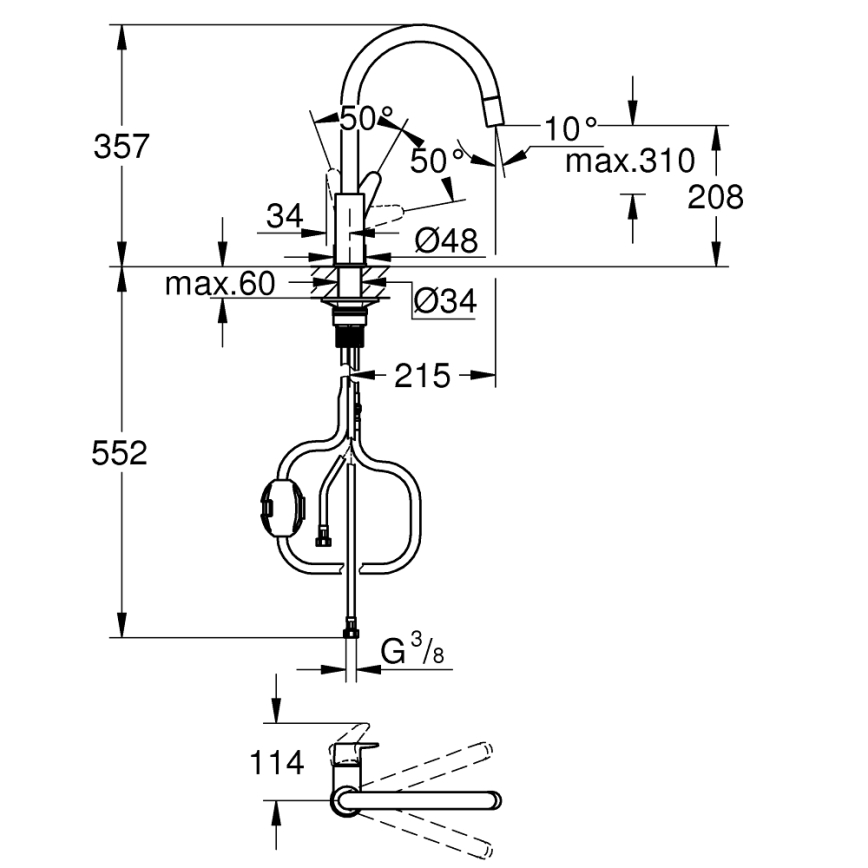 GROHE 30562000 - Dřezová baterie START CURVE 357 mm lesklý chrom