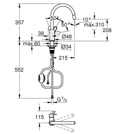 GROHE 30569000 - Dřezová baterie START FLOW 357 mm lesklý chrom