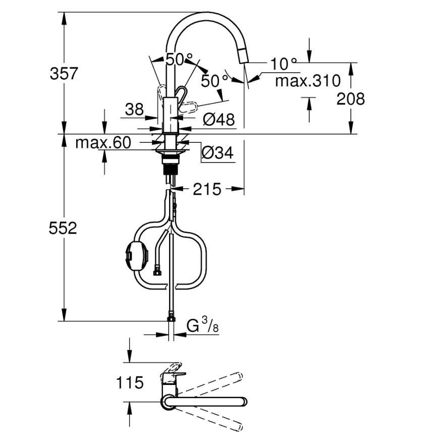 GROHE 30569000 - Dřezová baterie START FLOW 357 mm lesklý chrom