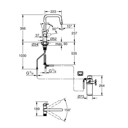 GROHE 30596000 - Dřezová baterie BLUE PURE s filtrační funkcí lesklý chrom