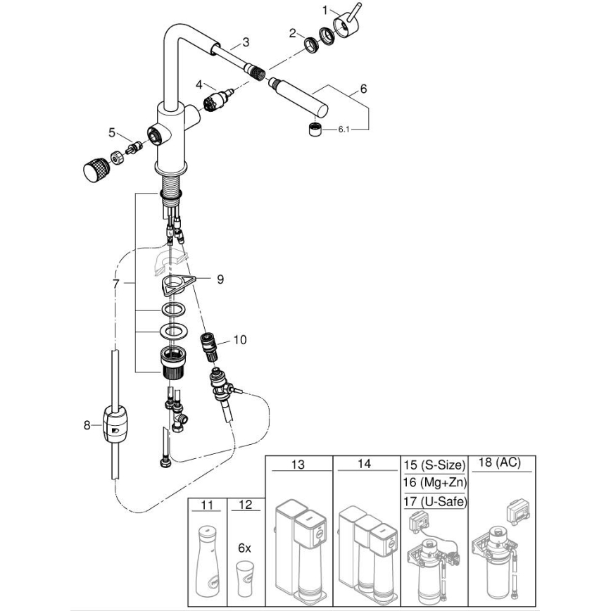GROHE 30601DC0 - Dřezová baterie BLUE PURE s výsuvnou koncovkou nerez