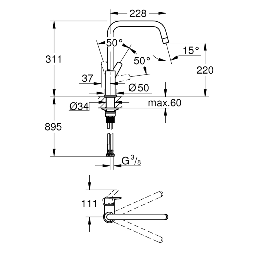 GROHE 30630000 - Dřezová baterie START 311 mm lesklý chrom