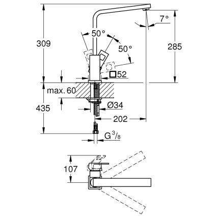 GROHE 31255000 - Dřezová baterie EUROCUBE lesklý chrom