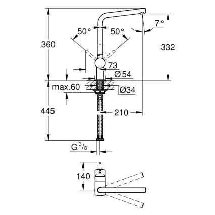 GROHE 31375000 - Dřezová baterie A 360 mm lesklý chrom