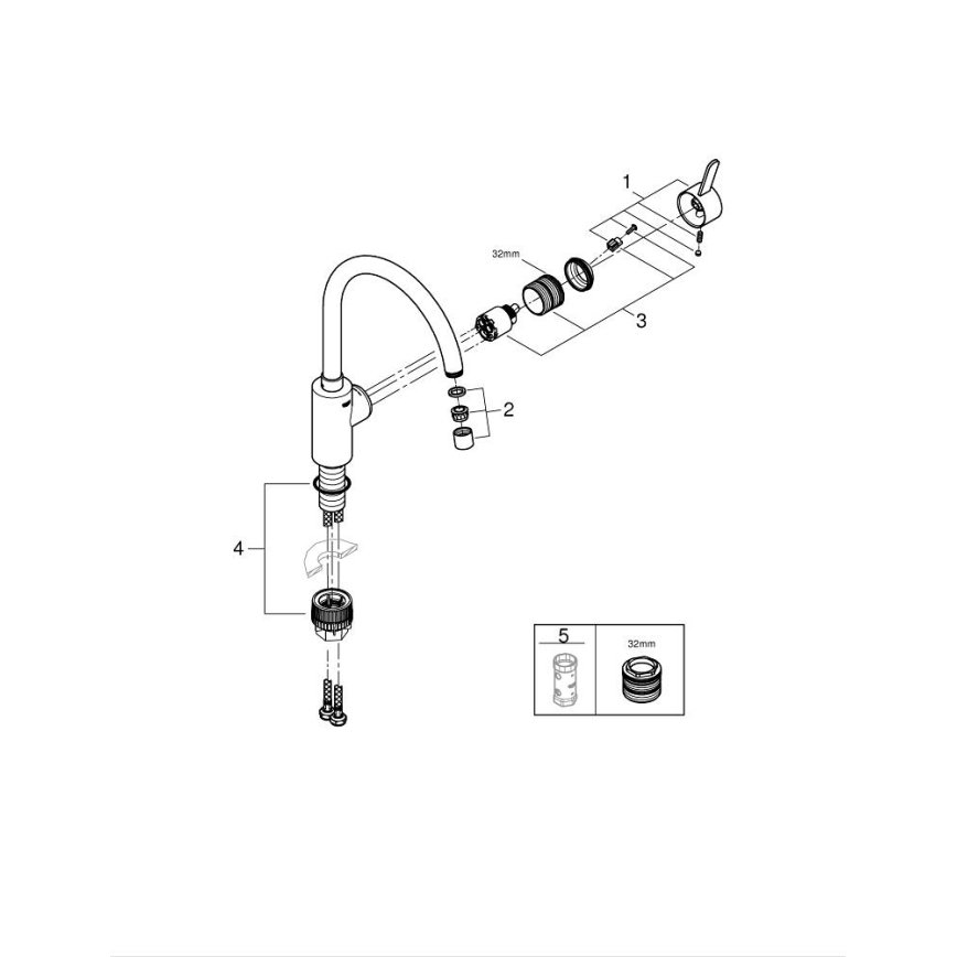 GROHE 31494001 - Dřezová baterie GET lesklý chrom