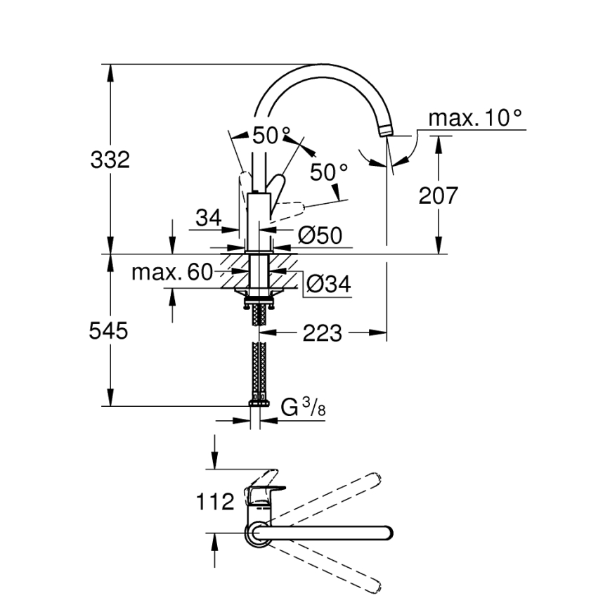 GROHE 31554001 - Dřezová baterie START CURVE lesklý chrom