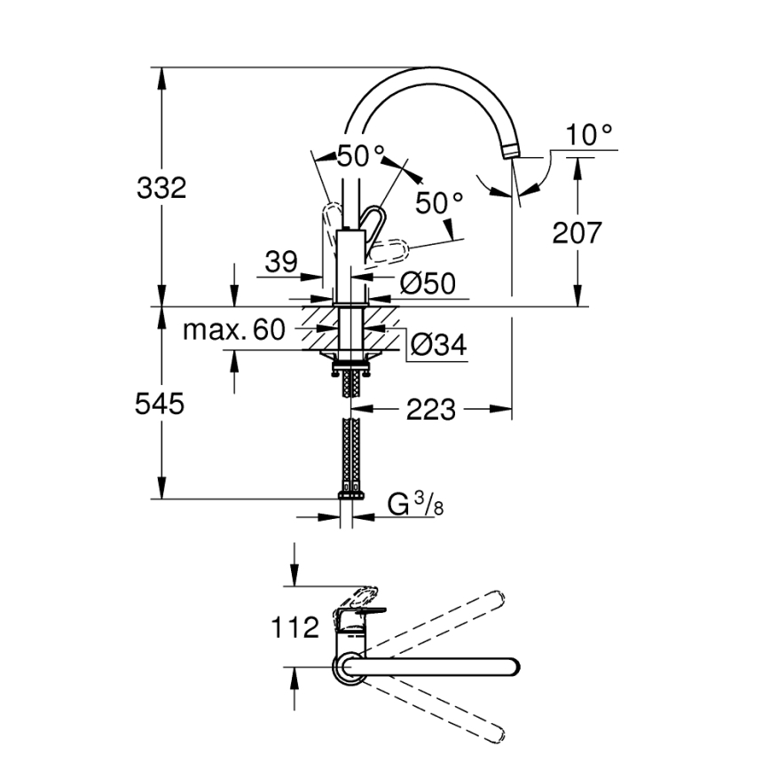 GROHE 31555001 - Dřezová baterie START FLOW 332 mm lesklý chrom