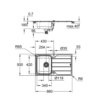 GROHE 31571SD1 - Dřez K500 860 × 500 mm nerez