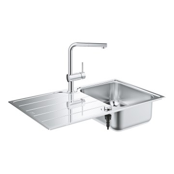 GROHE 31573SD1 -Sada kuchyň. dřezu K500 s odkapávačem a baterie A 86×50 cm nerez