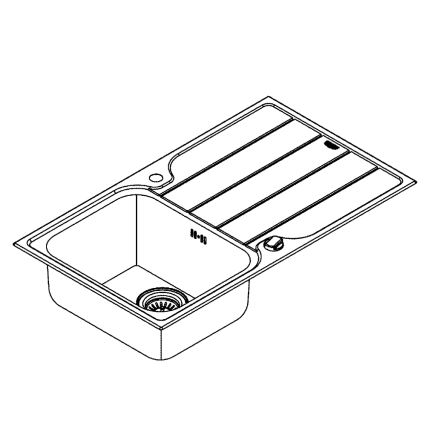 GROHE 31573SD1 -Sada kuchyň. dřezu K500 s odkapávačem a baterie A 86×50 cm nerez