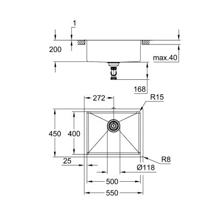 GROHE 31574SD1 - Kuchyňský dřez K700U 550 x 450 mm nerez