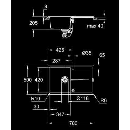 GROHE 31639AP0 - Dřez K400 780 × 500 mm kámen/černá
