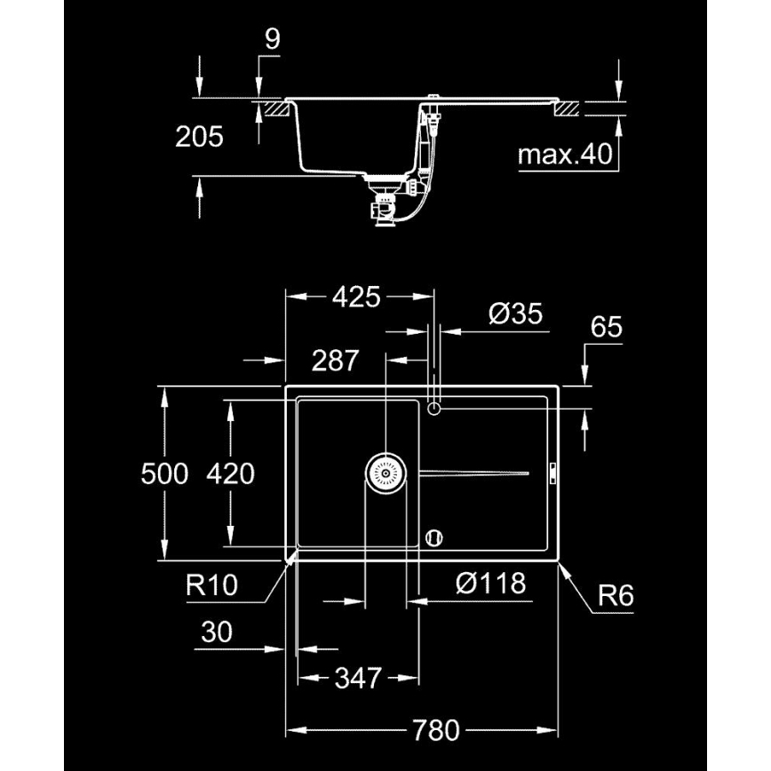 GROHE 31639AP0 - Dřez K400 780 × 500 mm kámen/černá