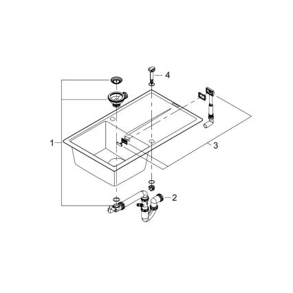 GROHE 31640AP0 - Kompozitní dřez K400 860 × 500 mm granit/černá