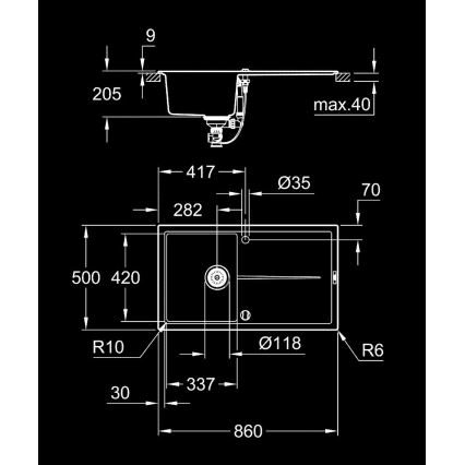 GROHE 31640AP0 - Kompozitní dřez K400 860 × 500 mm granit/černá