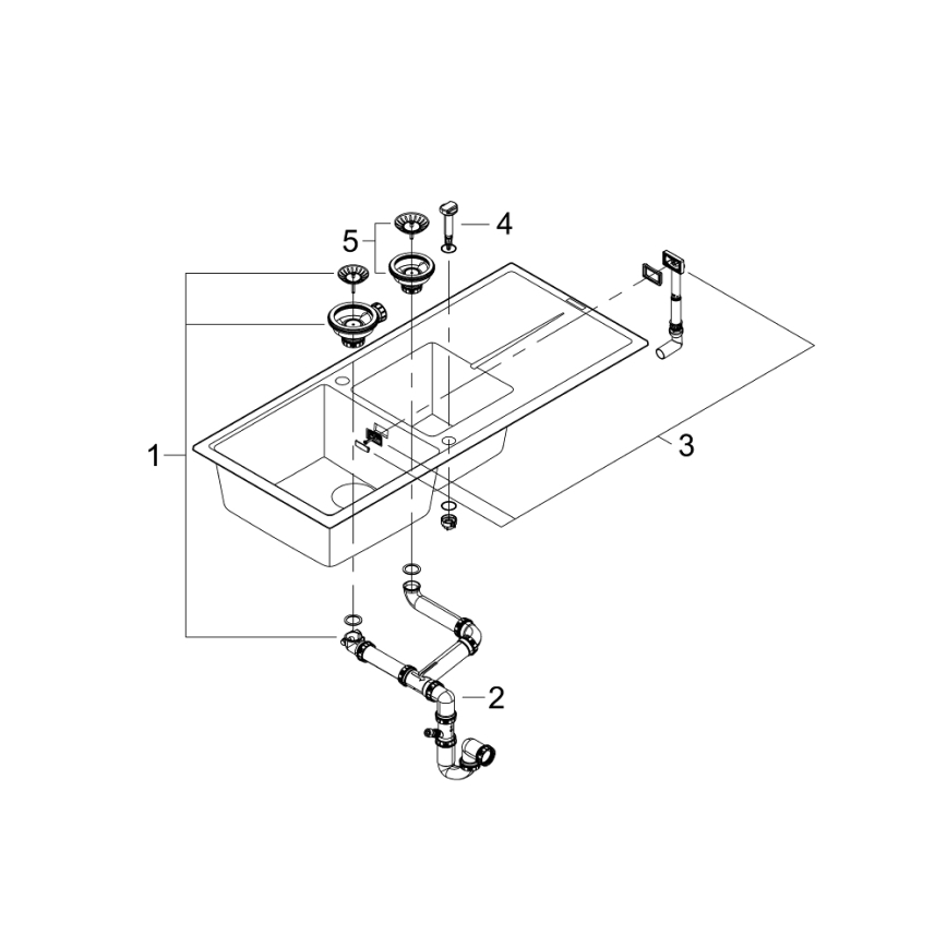 GROHE 31643AP0 - Kompozitní dřez K400 1160 × 500 mm kámen/černá