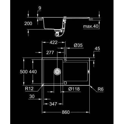 GROHE 31644AP0 - Dřez K500 860 × 500 mm granit/černá