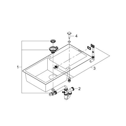 GROHE 31645AP0 - Dřez K500 1000 × 500 mm kámen/černá